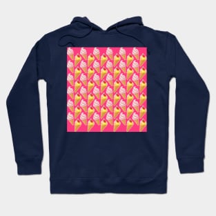 Kawaii pink pattern with strawberry ice cream Hoodie